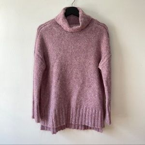 Wool blend pink turtleneck sweater